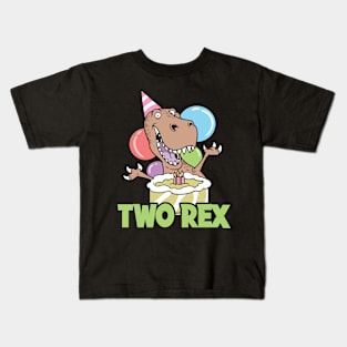 Second 2nd Birthday Two Rex T-Rex Dinosaur Dino Kids T-Shirt